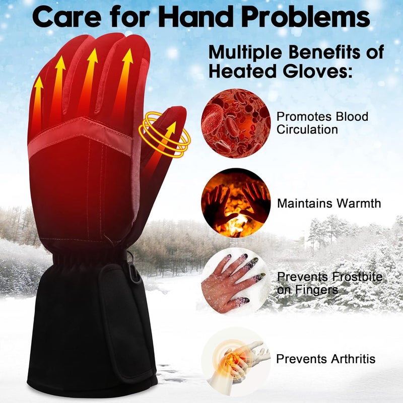 Rabbitroom Store USB Heated Gloves for Women Electric Touchscreen Waterproof Heated for Raynauds Arthrithis Hand Warmer Rechargeable Winter Ski Work Design Winter Gift for Indoor and Outdoor(Large) - Image 5